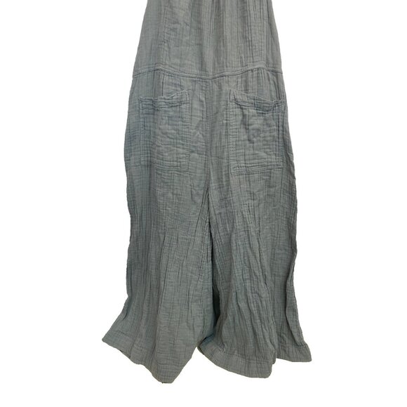 Natural Life Dakota Tie Jumpsuit Washed Cotton Gauze Size Medium Light Blue Gray - Picture 7 of 9